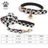 Dog Collars Leashes Black White Plaid Dog Collars and Leashes Soft Designer Dog for Poodie Chihuahua Pomeranian Yorkshire Outdoor Walk B77 240302