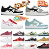 2024 Designer Sta Casual Schuhe Low Top Männer und Frauen Schwarz Grau Gelb Camo Skateboarding Bapely Sneakers Outdoor Schuhe Wasserdichtes Leder Größe 36-45 mit Box