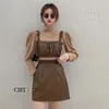 Skirts Fried Street Three-piece Suit Fashion Women's Leather Clothing 2024 Autumn And Winter Vest Shorts Bottoming Shirt