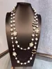 Höst- och vintertröja kedja C Designer halsband för lady pärlkedjor märke guldkristall lyx smycken cclies kvinnor lång kedja 32