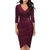 Klänning 2023 Autumn/Winter Split Sleeve Vneck Office Dinner Party Dress for Women