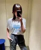 24SS Isabel Marantt Damesontwerper T-shirt Nieuw modieus geprinte los ronde nek top bamboe katoenen vleermuis shirt short mouwen t-shirt