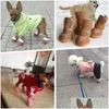 Abbigliamento per cani 4 pezzi Scarpe per animali Stivali invernali impermeabili Calzini antiscivolo Cucciolo di gatto Pioggia Stivaletti da neve Calzature per cani di piccola taglia Chihuahua Drop Dh7Os