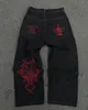 Y2K Jeans Harajuku Retro Skull Graphic Baggy Jeans Black Pants Mens Punk Rock Hip Hop Gothic Wide Leg Trousers Streetwear 240227