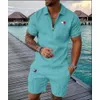 Heren Designer Trainingspakken Grote maten 3XL Luxe tweedelige set 2023 Herfst Merk bedrukte outfits Katoenmix Polo T-shirt met korte mouwen en shorts Sportpak 827