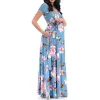 Dresses Summer Maternity Dress Women Floral Printed Short Sleeve Vneck Long Dress Pregnant Casual Clothes Beach Dress Vacation Dress