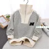 Junior Teens Boys School Spring Striped Scool Letter Korean Style Knitted Sweatshirts 3-14Years Kids White Black Tops Pullover 240301