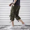 Pantalon Cargo pour hommes, court décontracté, vêtements de travail pour hommes, Sweat-shirt tendance, Baggy, plusieurs poches, coton, sport de plage, bas court