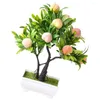 Kwiaty dekoracyjne sztuczne drzewo owocowe doniczkowe realistyczne brzoskwiniowe bonsai do stolika centralnego