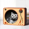 スクラッチャースクラッチボードキャットリトルガイキャットクリエイティブスクラッチトイスクラッチラジオオーブンテレビ形状猫スクラッチ段ボードカスタムパッド猫おもちゃ