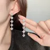 Clover Earrings Designer For Women 2024 Diamond Chain Rhinestone Luxury Commuter Flower Tassel Earrings With Box