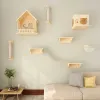 Étagères murales pour chat et échelle de corde, griffoir pour meubles de chat, plateforme de saut en bois, jeu et sommeil pour chaton
