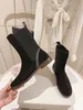 2024 Designer Suede Round toe Flats Ankle Boots Woman Brand Shoes Fashion Punk Boots Women Luxury Slip On Cowboy Knight Boot