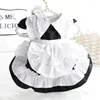 Dog Apparel Black White Maid Dress Clothes Lacework Lapel Lolita Clothing Cat Sweet Kawaii Comfortable Party Pet Products Wholesale