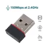 Nätverkskabelanslutningar 150M USB WiFi Wireless Adapter 150Mbps IEEE 802.11n G B Mini Antena Adapters Chipset RTL8188 ETV EUS CARD DHVJY