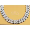 Factory Price Hip Hop 4rows 19mm 925 Wide Cuban Link Necklace with Moissanite Diamond Mans Cuban Chain