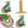 Colliers de perles 80 cm violet or et vert Mardi Gras perles colliers nouvel an célébration fête collier livraison directe bijoux cou Dhs9R