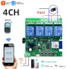 Control 4ch WiFi Smart Home Motor Controller ، DC 12V 24V 32V 220V RF433 REMOTE ، 4 مفتاح ترحيل القنوات لـ Alice Alexa ، Tuya Smart Life