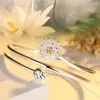 Charm Armbanden Koreaanse Stijl Lotus Daisy Bloem Armband Voor Vrouwen Meisjes Zoete Bloemen Bangle Bruiloft Verklaring Sieraden Geschenken