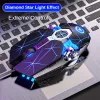 Möss A7 Wireless Gaming Mouse laddningsbara Mute Office Mouse Optical 2.4G USB Ergonomisk 1600DPI LED -bakgrundsbelysta tysta möss för PC -bärbar dator