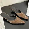 Slippers Footwear 451 Pumps Mules Women Thin for Female Pointed Toe Fashion Casual Slip on Ladies Heels Shoes 240223 942