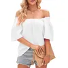 Women's Blouses Tee Shirt Fashion Summer Ruffle Top Comfortable Blouse Off Shoulder Girl Clothing