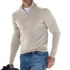 Autumn Mens Sweatwear Warm Pullover Solid Color Half Zipper Casual Sweater Slim V-neck Long Sleeve Mens Sweatshirts Winter Top 240228