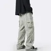 Houzhou Cargo Pants Men Zipper特大の広い脚のズボン男性通りのヒップホップカジュアル韓国の日本のポケットサファリスタイル240226