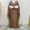 Ubranie etniczne muzułmańskie kobiety Batwing rękaw otwarty Abaya Cardigan Maxi Sukienki Kimono Dubai Turcja Arab Arab Srabe Maroko Evening Party Caftan