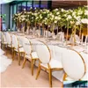 Mobilier commercial européen créatif simple mariage en acier inoxydable El banquet fête table extérieure 022 livraison directe maison jardin fourrure Dhncu