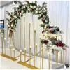 Party Decoration Metal Gold Candlestick AC Powered LED Light CE för STA Table Centerpiece Walkway Pillar Drop Delivery Home Garden Fes Otbxa