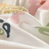 Ställ tecknad blommor och söt kanindesign Mjuk och bekväm sängkläder Set Dekorativt 3 -stycks täcke med 2 kuddskamar Sträng gardiner