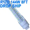 R17D 8 fotlampans ljus, 270 graders V-formad LED-ersättning för fluorescerande fixturer, T8 6000K Cool White, Clear Cover, 85V-265V, dubbel-slut, roterbar Ho Base Crestech