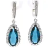 Boucles d'oreilles pendantes 37x12mm Jazaz 8.0g créé Orange Spessartine grenat topaze bleue de Londres Kunzite pour les femmes réel 925 argent sterling massif