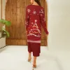 Kleid Glitzer Weihnachtsbaum Muster Kleid für Frauen Mode Pullover Kleid elegante Frau Kleidung übergroße weibliche Partykleider