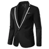 Mens Suit Business Casual Demir Tek Satır Düğmesi Yok Yakalama Düğün Partisi Ceket İnce Fit Office Blazer Erkek Ceket 240223