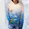 Kadın Hoodies Yağlı Boya Stili Çiçekler 3D Baskı Kadınlar Moda Günlük Sweatshirtler Büyük Boy Hoodie Kids Tulunları Takip Giysileri