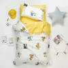 3 pièces Kit de linge de lit de berceau en coton Animal mignon ensemble de literie de bébé de bande dessinée comprend taie d'oreiller drap de lit housse de couette sans remplissage 240229