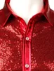 Red sequin metal patchwork shirt for mens 2023 new 70 disco nightclub flash shirt for mens Halloween party stage dance costume 2XL 240302