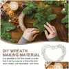 Dekorativa blommor kransar grapevine krans hjärtmetall rame ring hoops gör leveranser vägg hängande juldekoration för diy flor otkdt