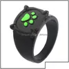 Anneaux de bande Dessin animé Black Cat Claw Bague Fille Garçon Vert Émail Amour Patte Imprimer Mignon Bijoux Kid Punk Anniversaire Cadeau Drop Livraison Yydhhom Dhu1Q