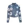 Fashion Flow Jeans Jacket Trendy Womens Clothes Personalized Street Trendy Brand Printed Denim Top Coat