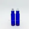 Garrafas 10 pçs/lote 10ml rolo azul no frasco de perfume, 10ml garrafas de óleo essencial azul rollon, pequeno recipiente de rolo de vidro