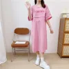 Dresses Summer Breastfeeding Long Dress For Pregnant Women Shortsleeved Letter Maternity Nursing Clothes Pregnancy Party Dresses Casual
