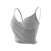 Camisoles Tanks Women Crop Tops Sexig Solid Color Crossover Tube Top Seamless Sports Tank Wireless Underwear Padded Bra Bralette Vest