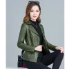 Vestes 2023 femmes vestes en cuir 5XL armée vert Faux cuir manteau femme en cuir vêtements vêtements d'extérieur décontractés