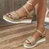 Sandálias Moda Sandálias de Cunha de Lona para Mulheres Verão 2023 Casual Alpercatas Plataforma Sandles Mulher Sola Grossa Antiderrapante Sapatos Gladiador T240306