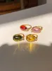Кольцо из латуни с 18-каратным золотом и разноцветными стразами и кристаллами, женские дизайнерские украшения T Show Club, коктейльная вечеринка, редкое японское корейское кольцо 240227