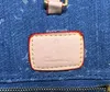 Denim Canvas Tote Bag Shopping Bags Women Handbag Genuine Leather Handle Top Quality Internal Zipper Pocket Classic Letter Print Designer Shoulder Purse 46871