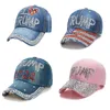 2024 ABD Başkanı Seçim Parti Şapkası Donald Trump Biden için Amerika Keep America Büyük Beyzbol Kapağı Rhinestone Snapback Şapkalar Erkek Kadınlar